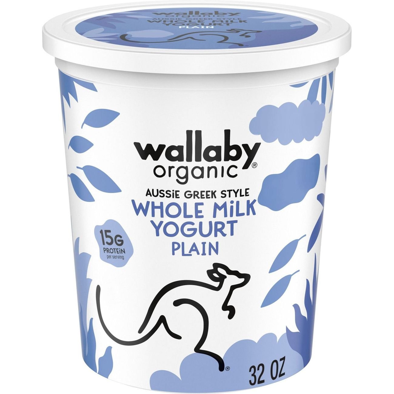 Wallaby Organic Whole Milk Greek Yogurt - Plain, 32 oz