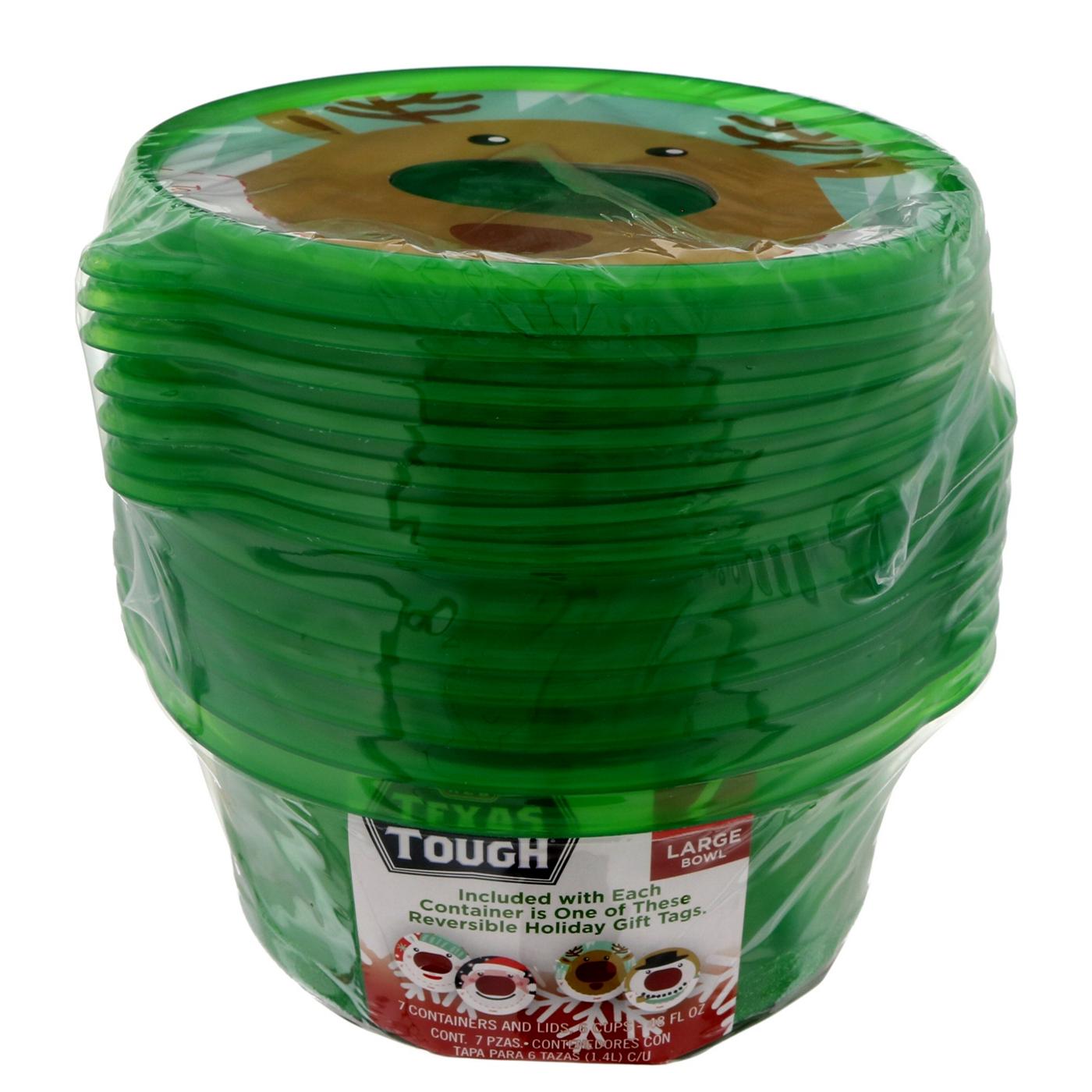 H-E-B Large Bowl Holiday Containers (Red or Green), 5 ct