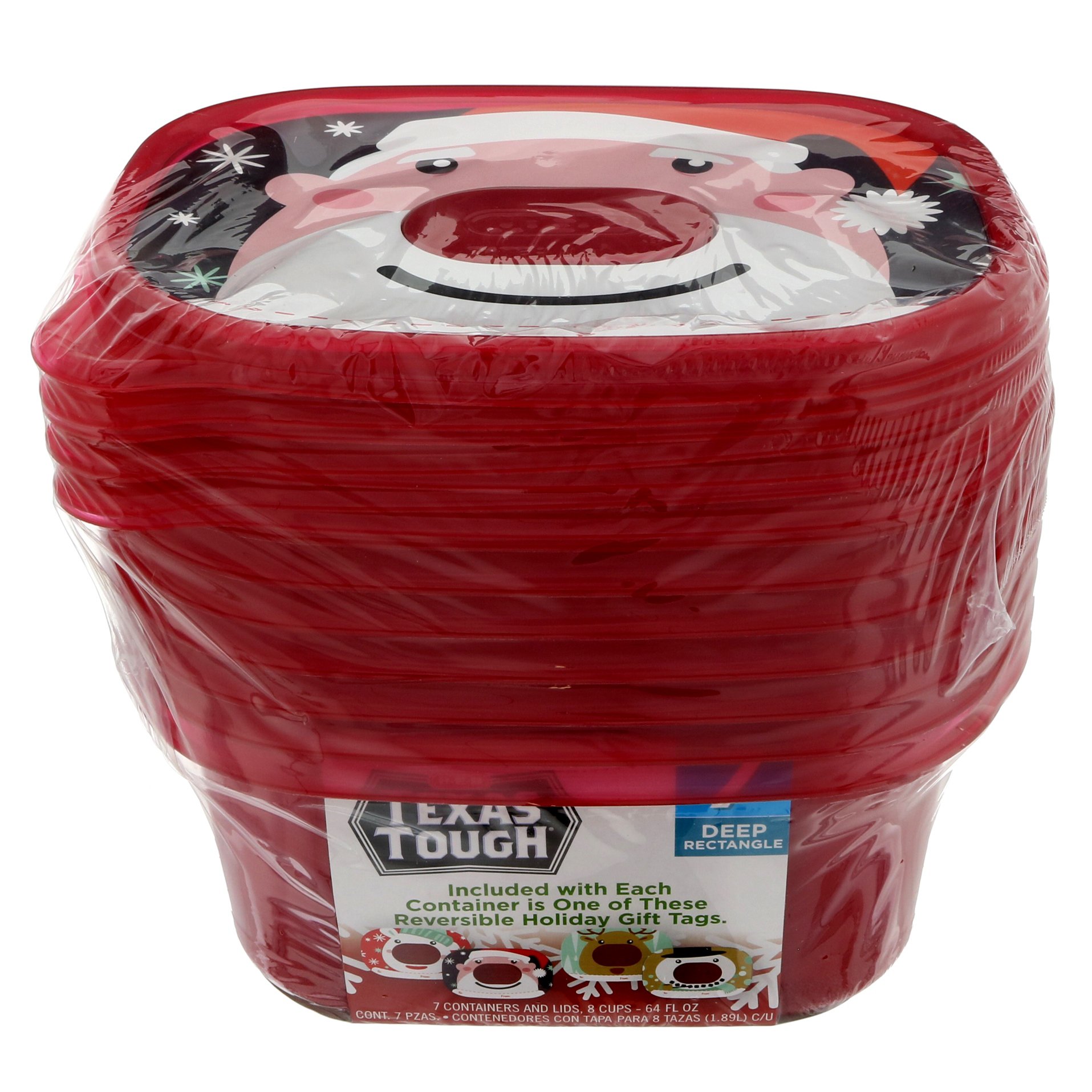 H-E-B Texas Tough Deep Rectangle Containers - Red or Green, 7 ct