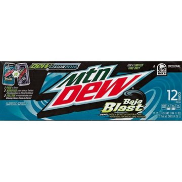 Mountain Dew Baja Blast Tropical Lime Soda Soft Drink 12 pk Cans