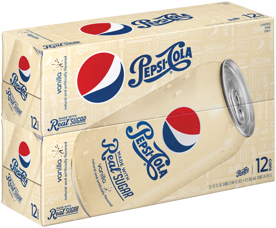 Pepsi Vanilla Real Sugar Soda, 12 OZ cans Shop Soda
