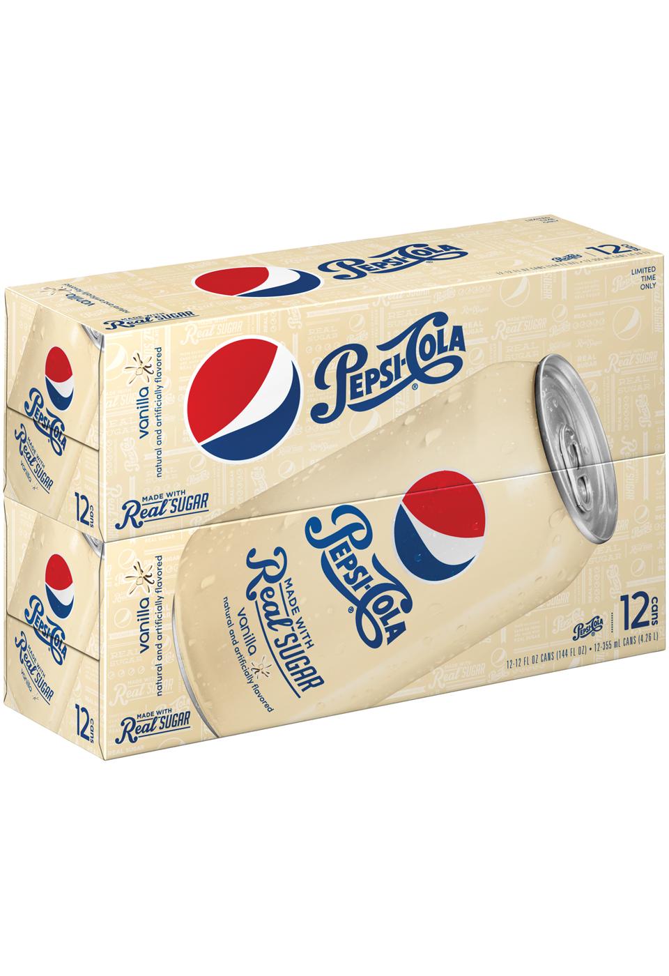 Pepsi Vanilla Real Sugar Soda, 12 OZ cans; image 1 of 2