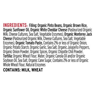 Red's Organic 12g Protein Bean & Cheese Burrito