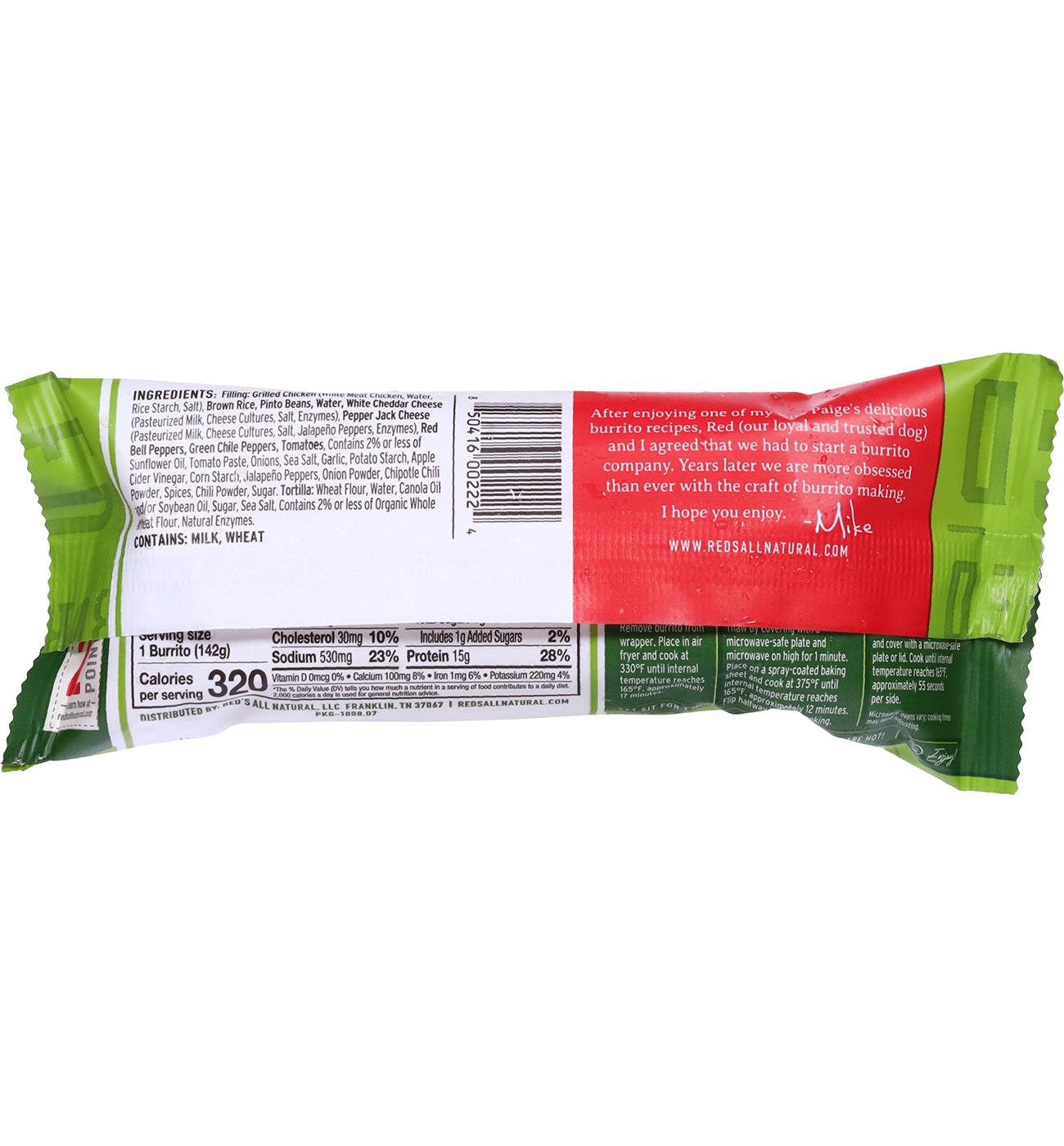 Red's 15g Protein Grilled Chicken & Cheddar Burrito; image 5 of 5