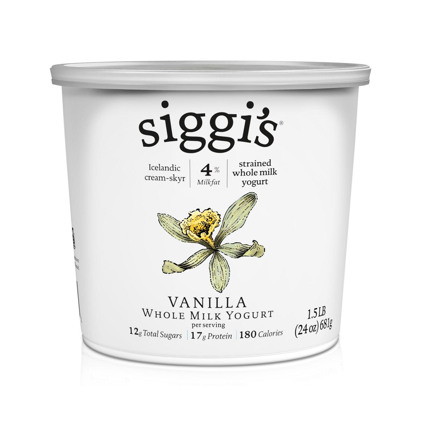 Siggi's Vanilla Non-Fat Strained Skyr Yogurt; image 1 of 2