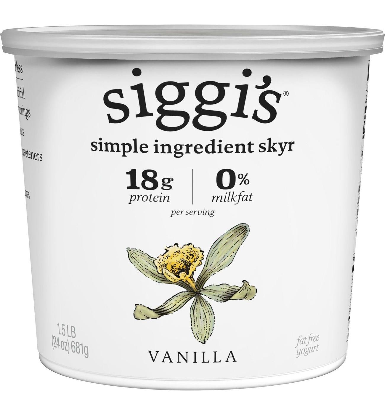 Siggi's Vanilla Non-Fat Strained Skyr Yogurt; image 1 of 2