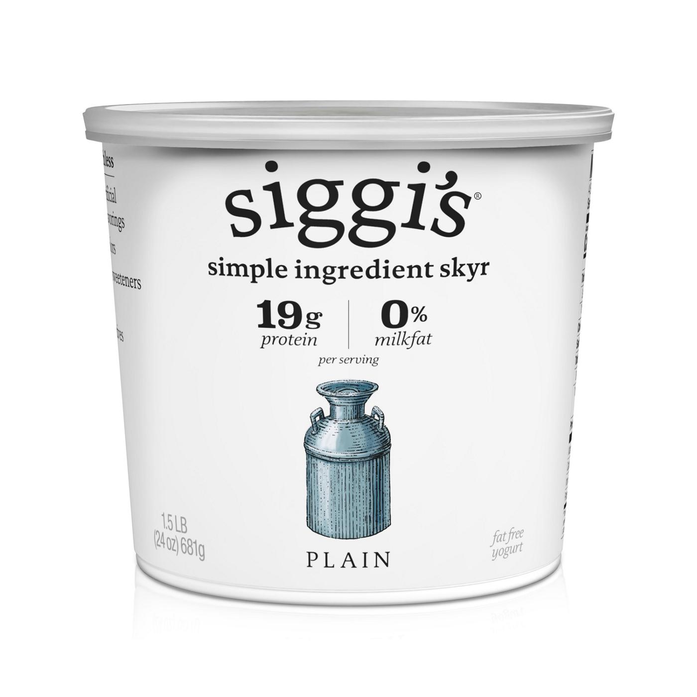 Siggi's Plain Nonfat Strained Icelandic Skyr Yogurt; image 1 of 2