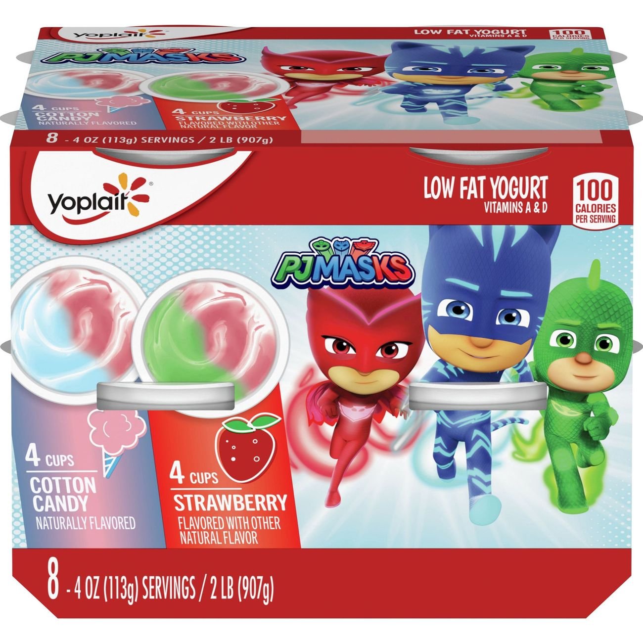 Yoplait PJ Masks LowFat Strawberry & Cotton Candy Yogurt Value Pack