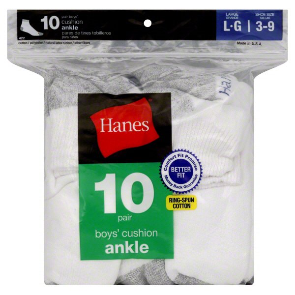 Hanes Boys' Cushion Ankle Socks Large - Shop Socks & Hose at H-E-B