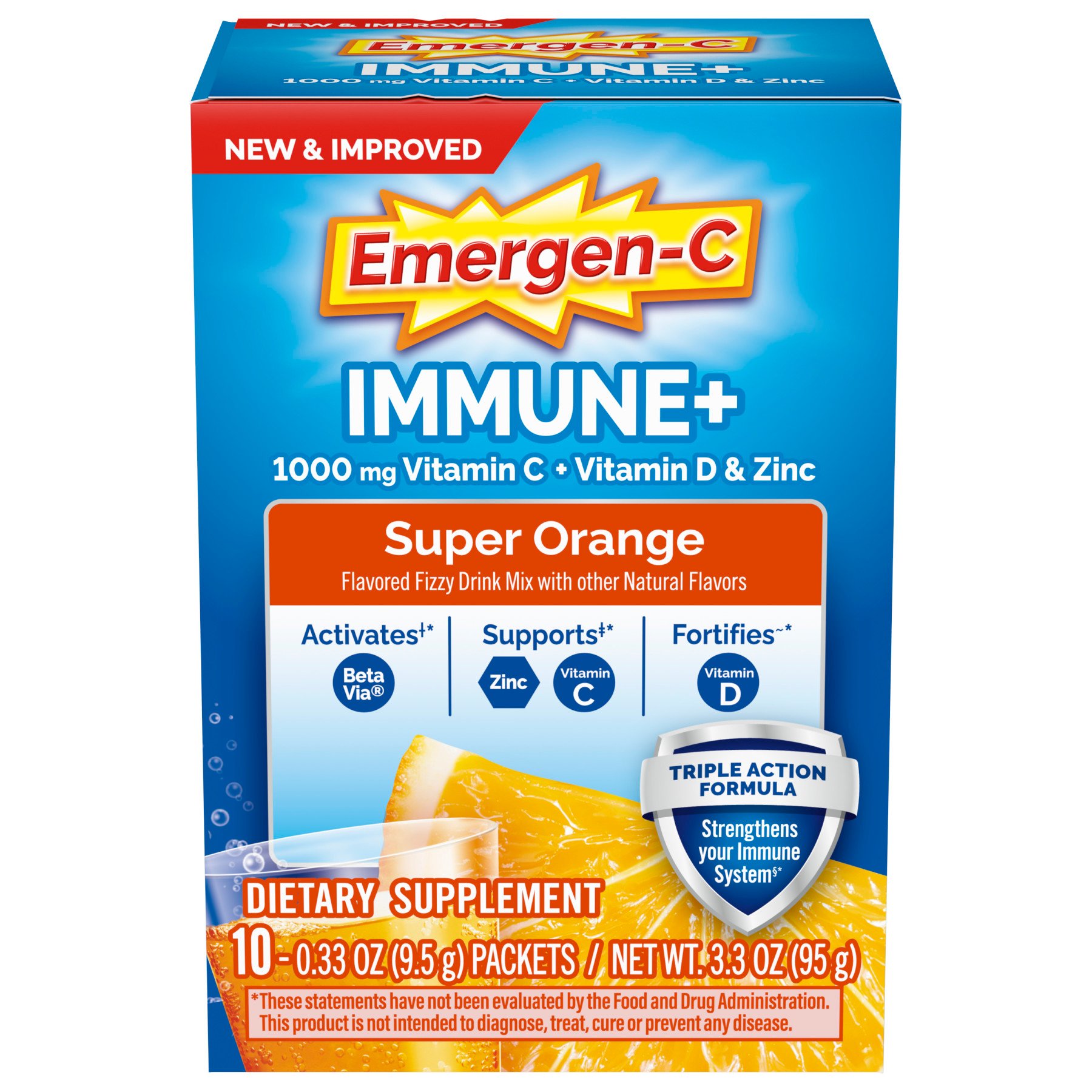 Emergen C Immune Vitamin C 1000mg Powder Super Orange Shop Vitamins A Z At H E B