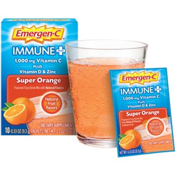 Emergen-C Immune+ Triple Action Immune Support Powder, BetaVia (R), 1000mg Vitamin C, B
Vitamins, Vitamin D and Antioxidants, Super Orange, 10 ct