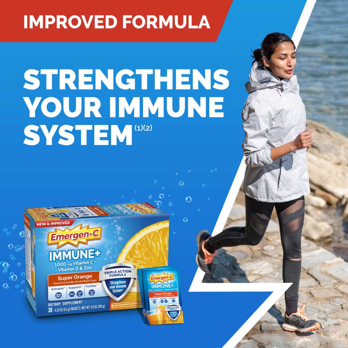 Emergen-C Immune+ Triple Action Immune Support Powder, BetaVia (R), 1000mg Vitamin C, B
Vitamins, Vitamin D and Antioxidants, Super Orange; image 6 of 6
