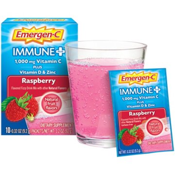 Emergen-C Immune+ Triple Action Immune Support Powder, BetaVia (R), 1000mg Vitamin C, B
Vitamins, Vitamin D and Antioxidants, Raspberry, 10 ct