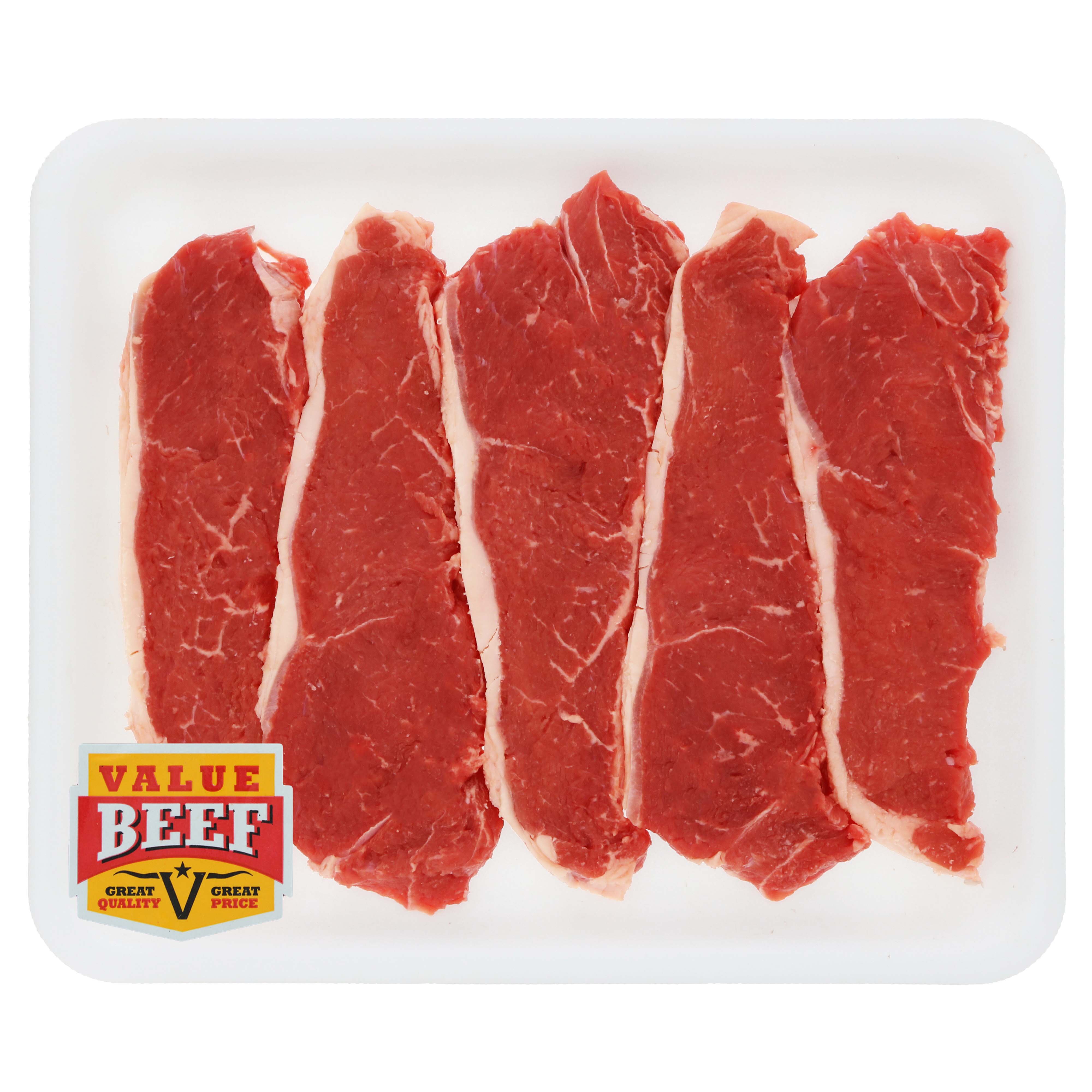 HEB Beef Loin New York Strip Steak Thin Boneless Value Pack, Value Beef, 45 steaks Shop