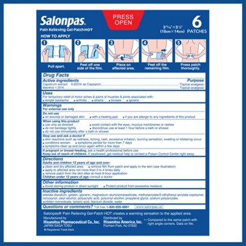 Salonpas Hot Gel Patch, 6 ct