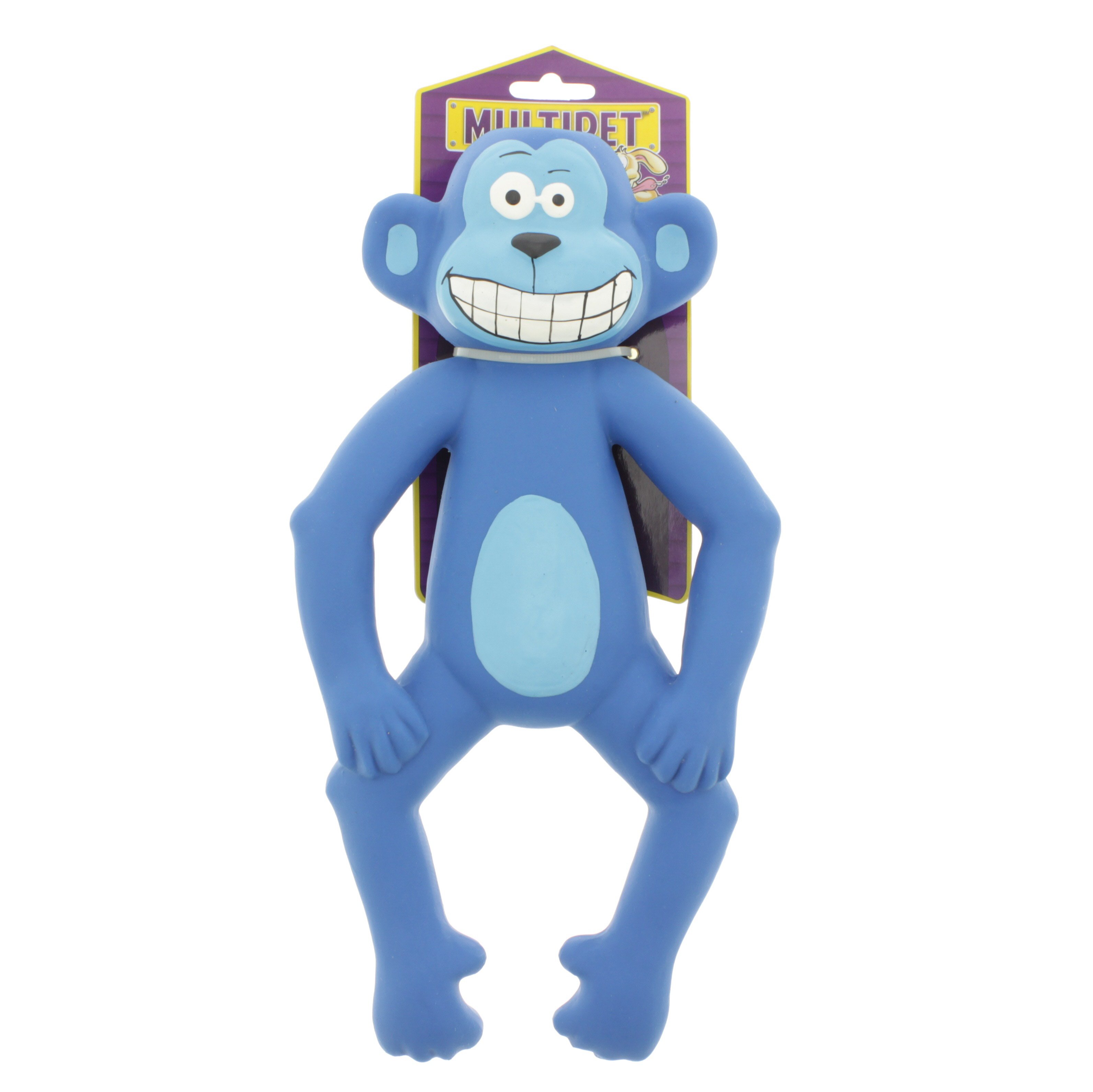 Li'l Pals Latex Monkey Dog Toy, Blue, 4-in