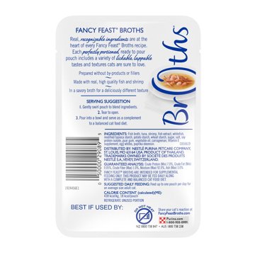 Fancy Feast Purina Limited Ingredient Wet Cat Food Complement Broths - Tuna, Shrimp & Whitefish