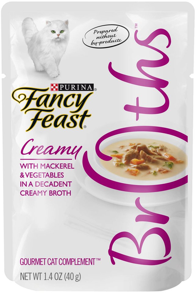 Purina Fancy Feast Broths Creamy Mackerel and Vegetables Cat Treat