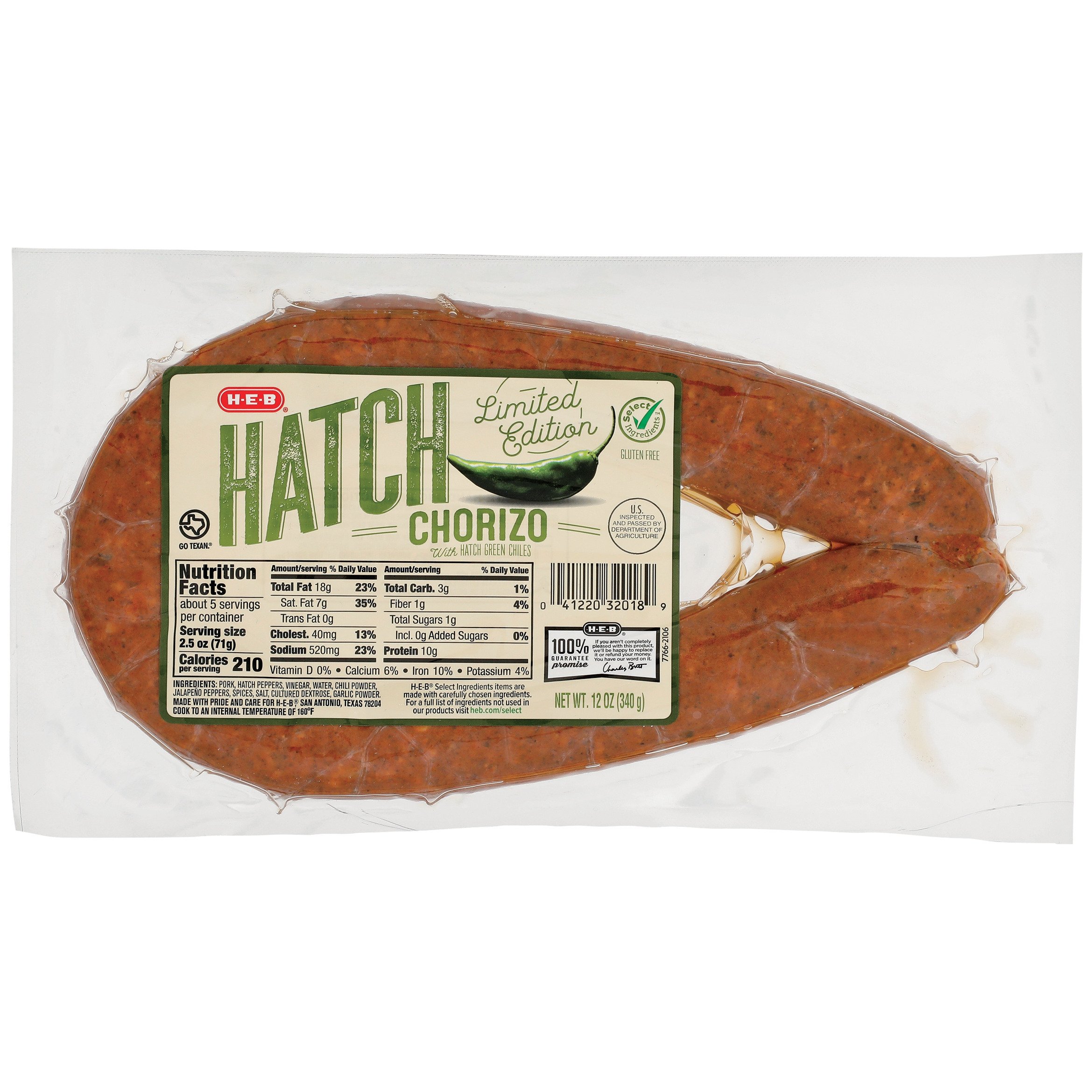 HEB Hatch Chile Pepper Pork Chorizo Sausage Shop Sausage at HEB