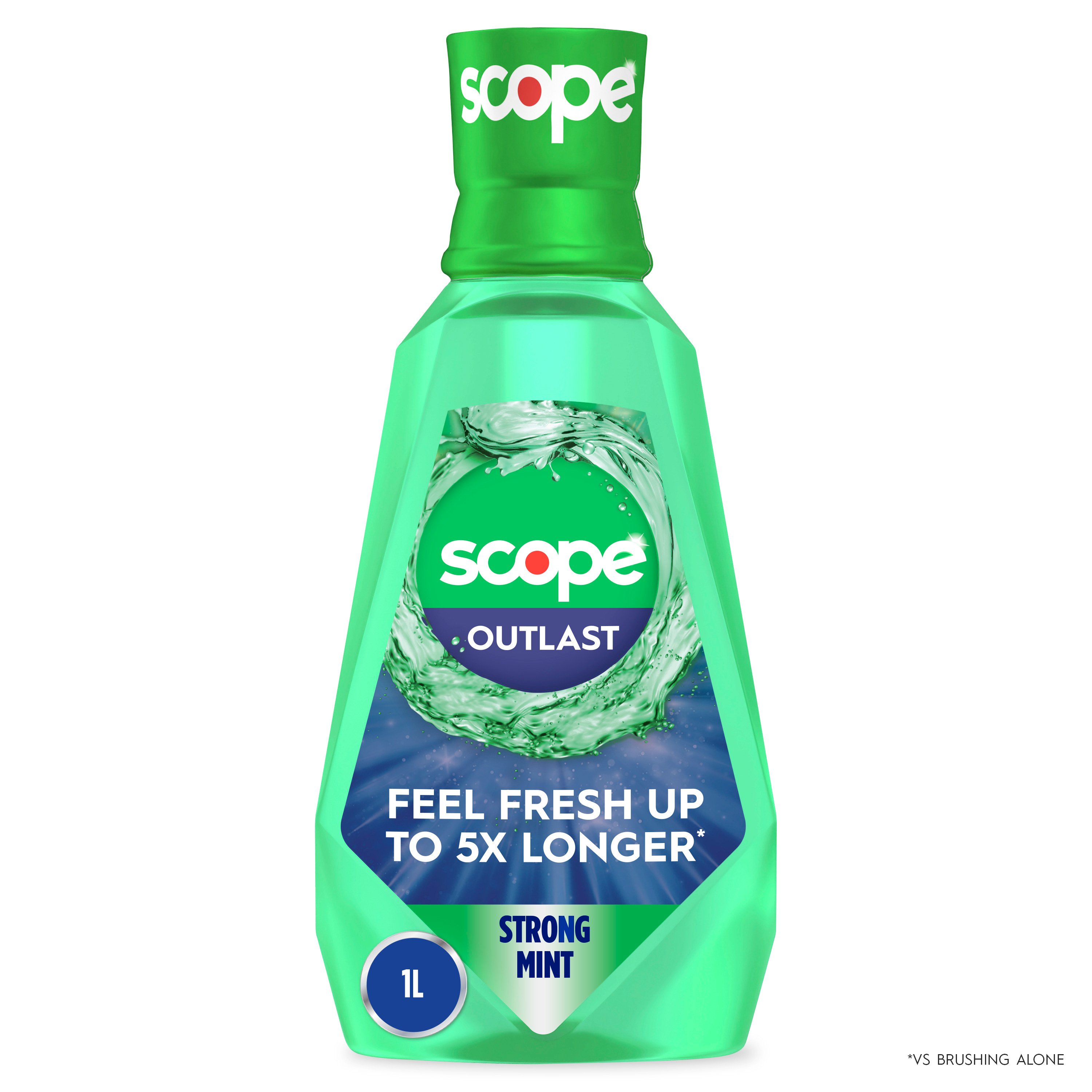 Crest Scope Outlast Mouthwash/Mouth Rinse, Long Lasting Freshness, Kills Millions of Bad Breath Germs, Fresh Mint, 33.8 oz