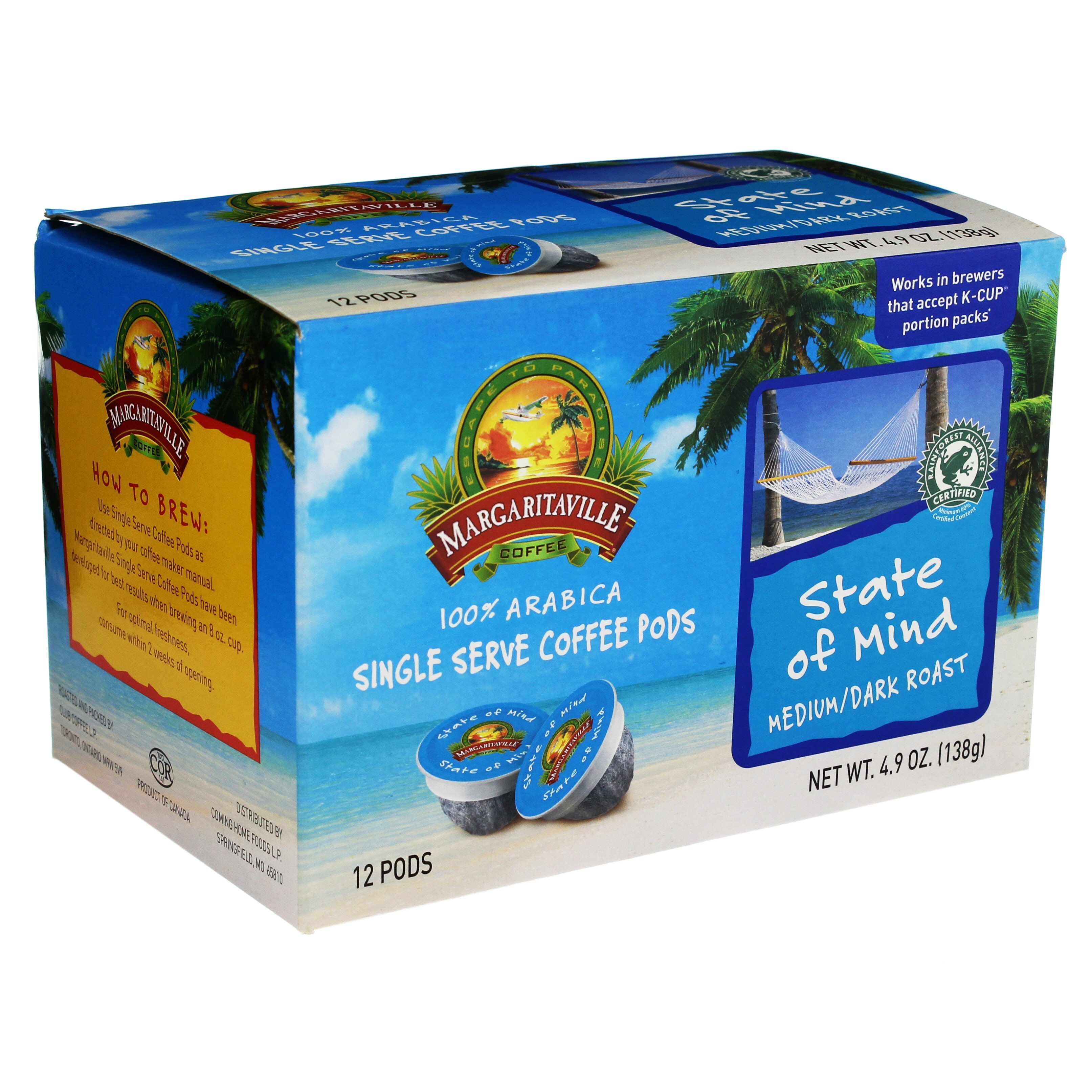 Margaritaville State of Mind Medium/Dark Roast Single Seve Coffee Pods