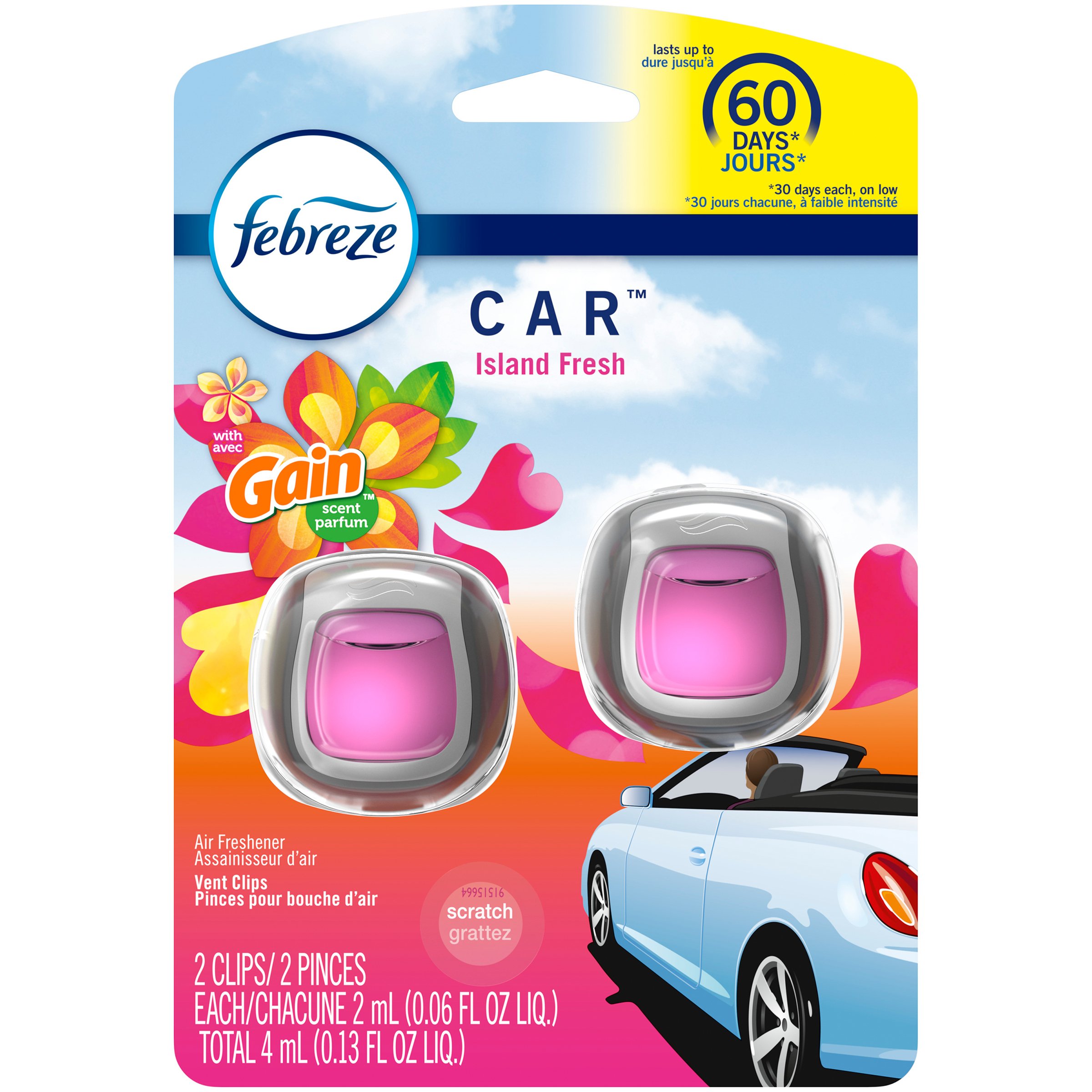 Febreze Car Gain Island Fresh Odor-Eliminating Vent Clips - Shop Car  Accessories at H-E-B