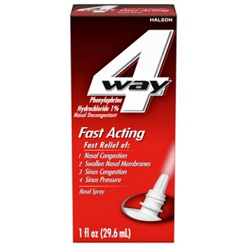 4Way Fast Acting Nasal Spray for Sinus Congestion Relief