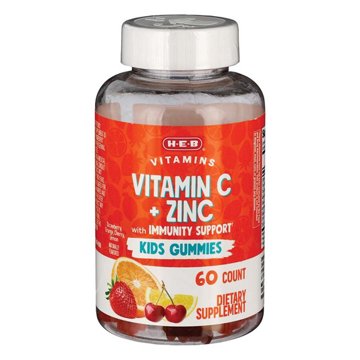 H-E-B Vitamins Kids Vitamin C + Zinc Gummies, 60 ct