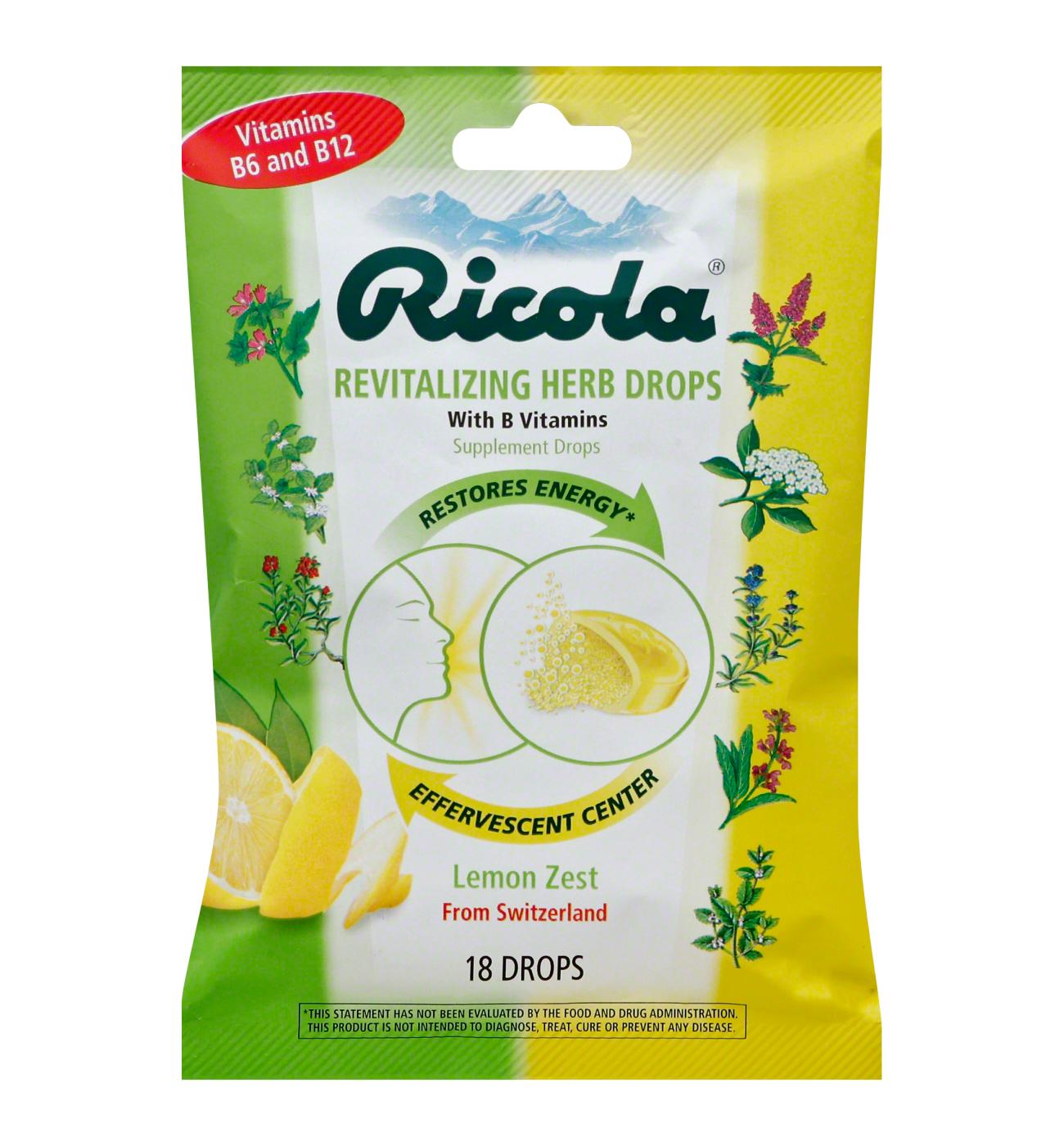 Ricola Revitalizing Herb Drops Lemon Zest; image 1 of 3