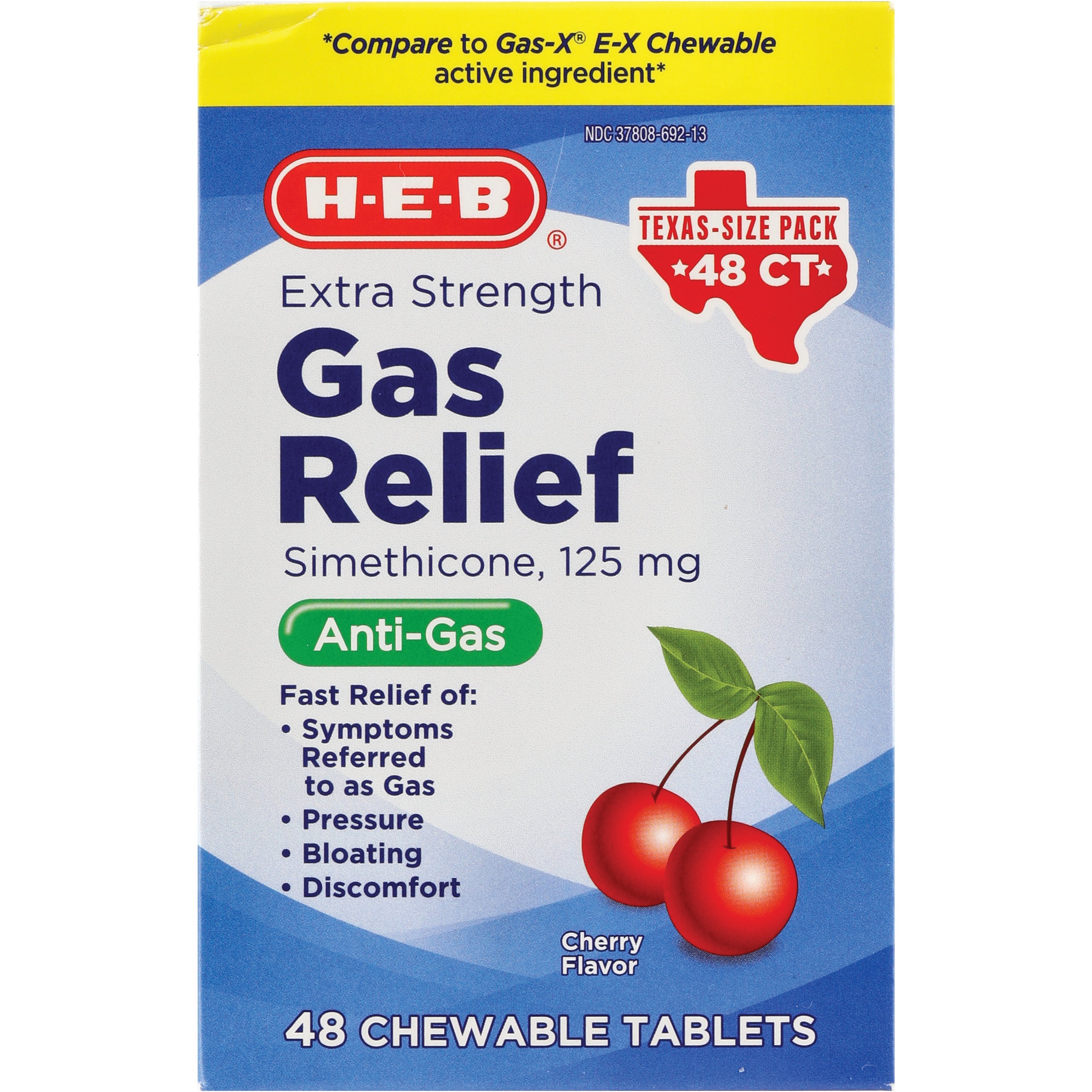 HEB Extra Strength Gas Relief Cherry Chewable Tablets TexasSize Pack