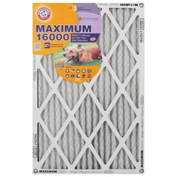 Arm & Hammer Maximum 1600 Allergen Air Filter Plus Odor Reduction, 16" x 25" x 1"