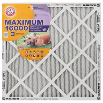 Arm & Hammer Maximum 1600 Allergen Air Filter Plus Odor Reduction, 20" x 20" x 1"