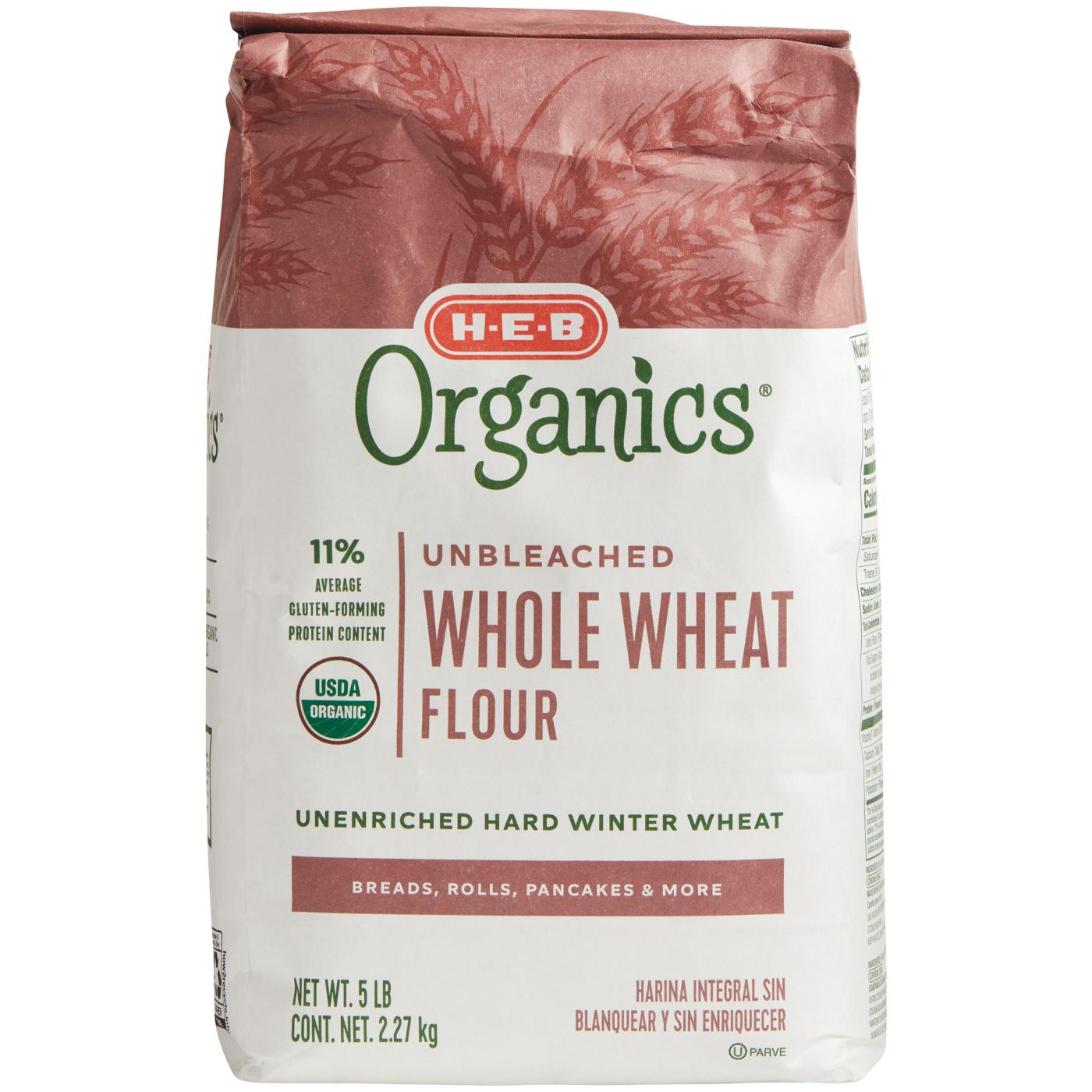 H-E-B Organics Unbleached Whole Wheat Flour; image 1 of 2