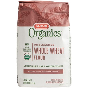 H-E-B Organics Unbleached Whole Wheat Flour, 5 lbs