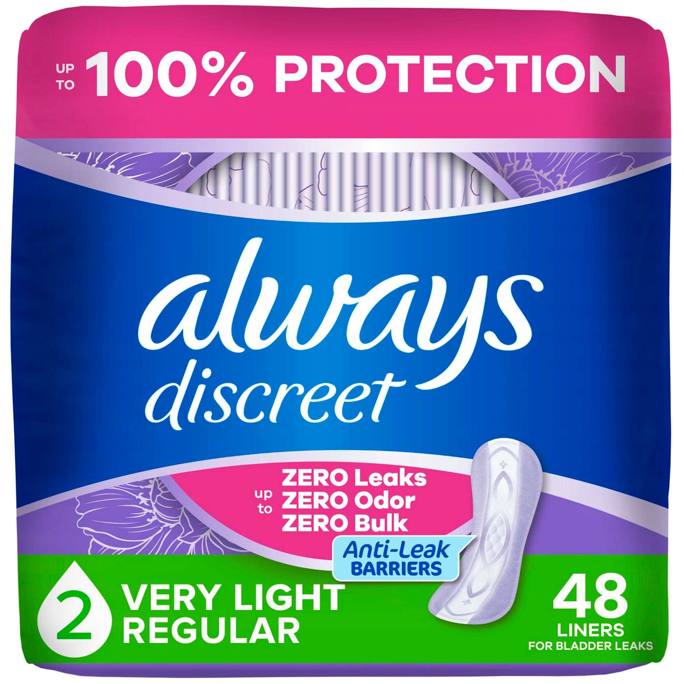 Always Discreet Boutique Incontinence Liners, Very Light Absorbency; image 1 of 9