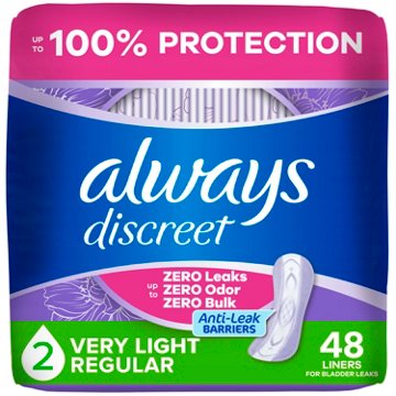 Always Discreet Boutique Incontinence Liners, Very Light Absorbency, 48 ct