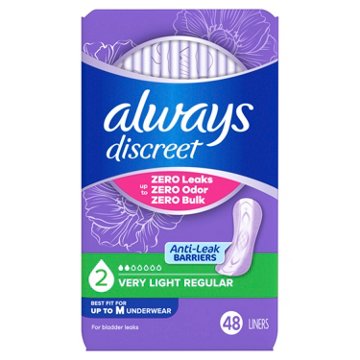 Always Discreet Boutique Incontinence Liners, Very Light Absorbency, 48 ct