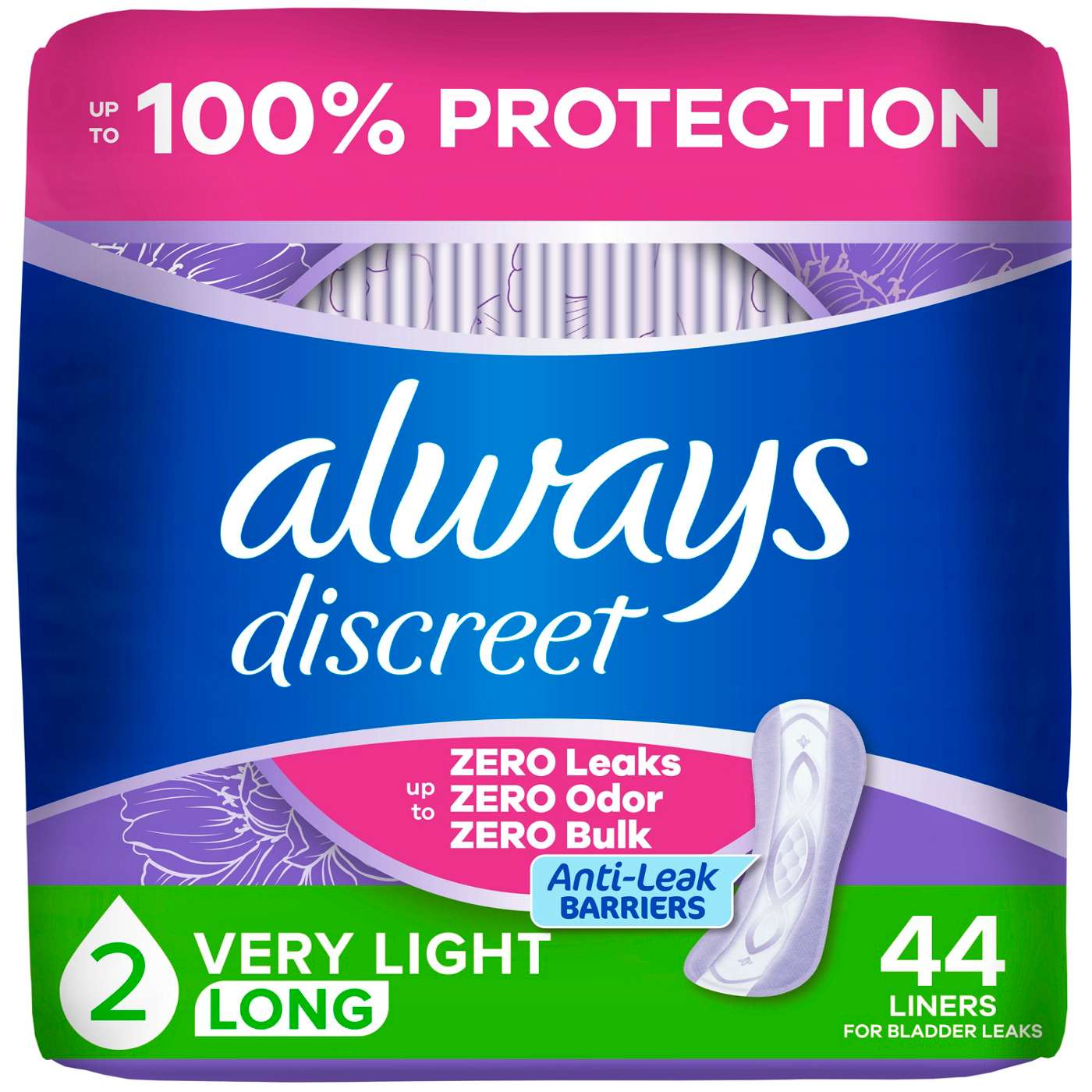 Always Discreet Postpartum & Incontinence Liners - Long, Very Light; image 1 of 9