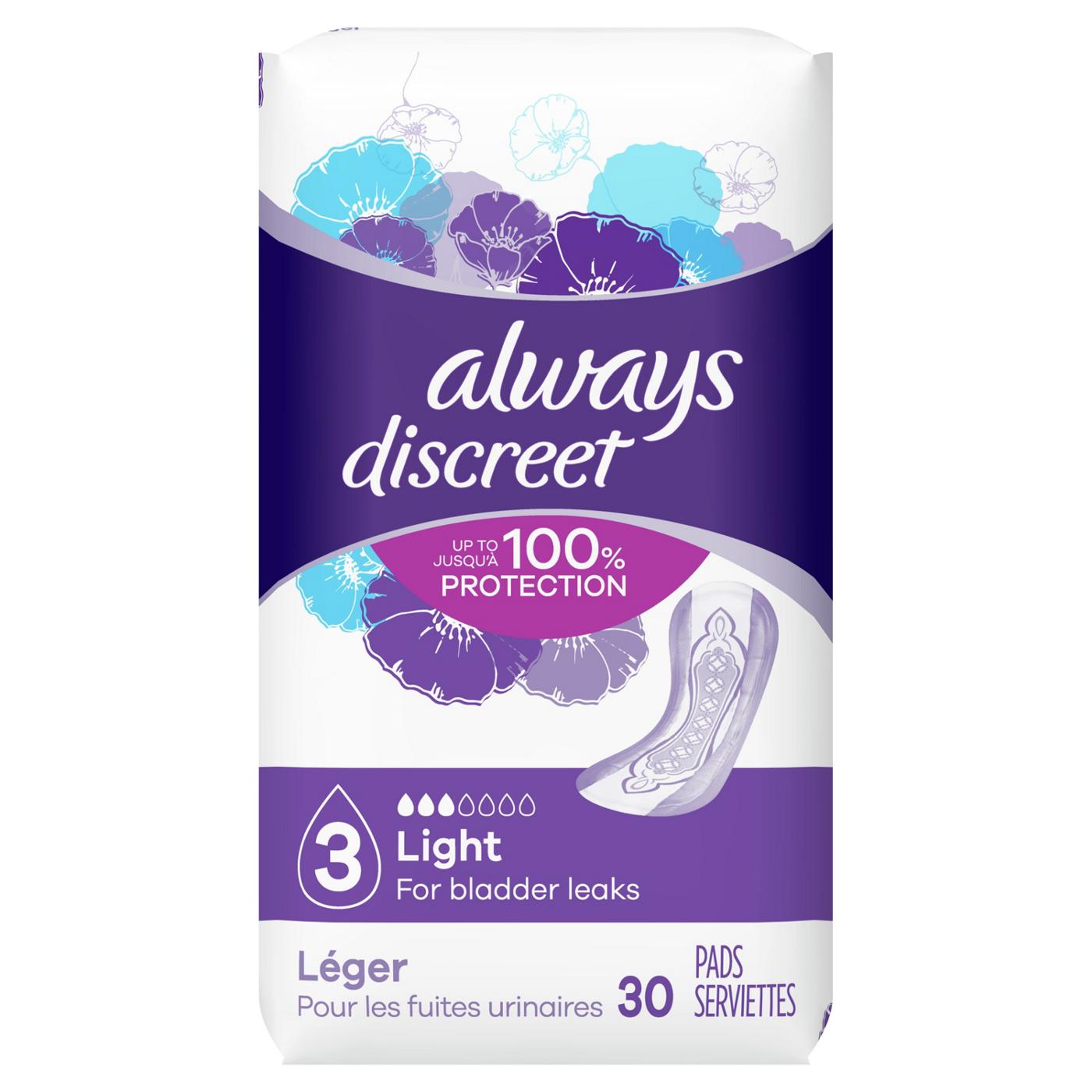 Always Discreet Light Incontinence Pads; image 1 of 10
