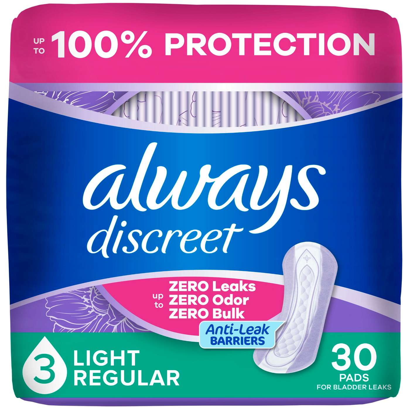 Always Discreet Light Incontinence Pads; image 1 of 9