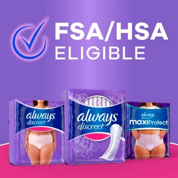Always Discreet Discreet Adult Incontinence Pads for Women, Moderate Absorbency, Regular Length, Postpartum Pads, 20 ct