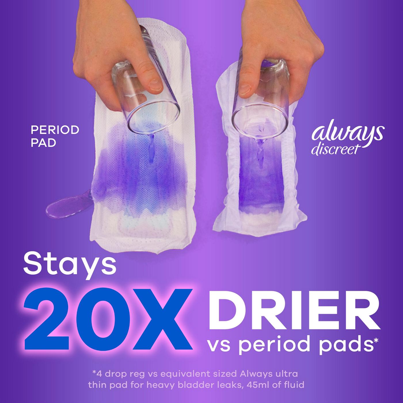 Always Discreet Adult Incontinence Pads for Women, Moderate Absorbency, Regular Length, Postpartum Pads; image 8 of 10