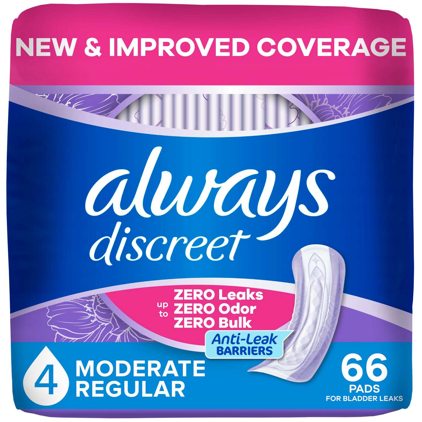 Always Discreet Moderate Incontinence Pads; image 1 of 9