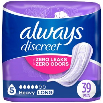 Always Discreet Heavy Long Incontinence Pads, 39 ct