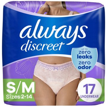 Always Discreet Incontinence Underwear for Women Maximum Absorbency, S/M, 19 ct
