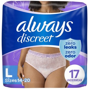 Always Discreet Women's Incontinence & Postpartum Underwear - Lg, Blush, 17 ct