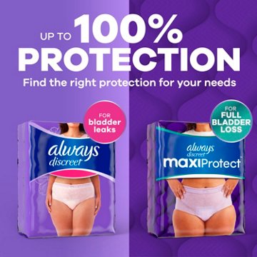 Always Discreet Adult Incontinence Underwear for Women & Postpartum Underwear, L, Up to 100% Bladder Leak Protection, 17 ct