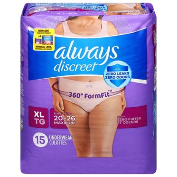 Always Discreet Incontinence Underwear for Women Maximum Absorbency, XL, 15 ct