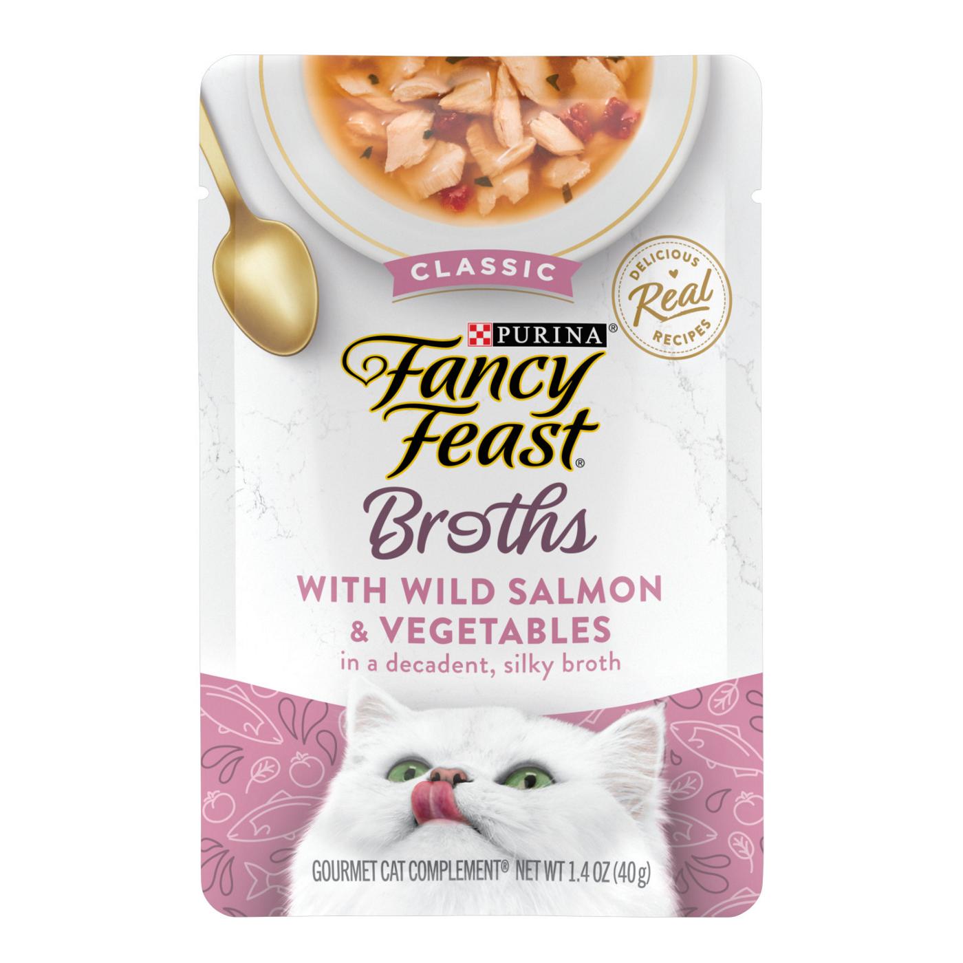 Fancy Feast Purina Fancy Feast Lickable Wet Cat Food Broth Topper Complement, Classic With Wild Salmon and Vegetables; image 1 of 6