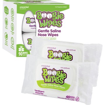 Boogie Wipes Gentle Saline Nose Wipes - Unscented, 90 ct